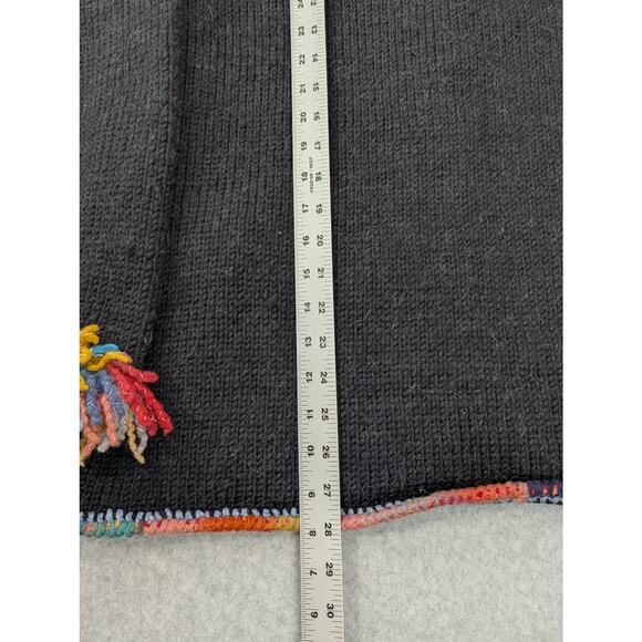 The Sweater Venture Size? XL 50% Wool 50% Alpaca Rainbow Fringe Artsy Cardigan - Picture 6 of 14